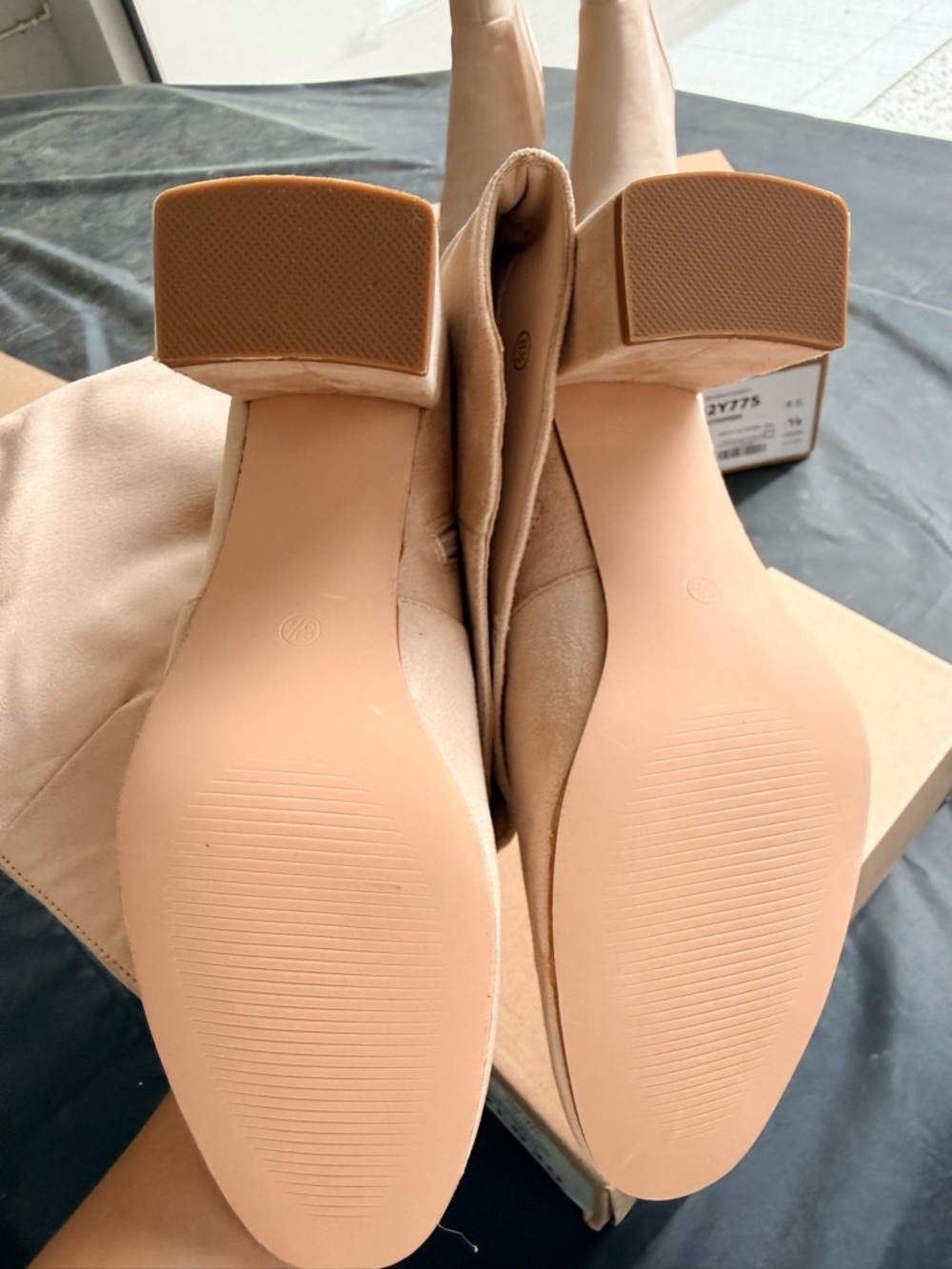 Women's Beige Over-the-Knee Stretch Boots - Picture 3 of 3